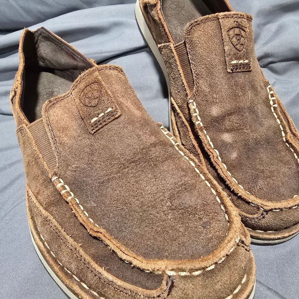 Grandpacore Ariat Men's Distressed Brown Suede Slip-On Loafers Sz 7D, 7M